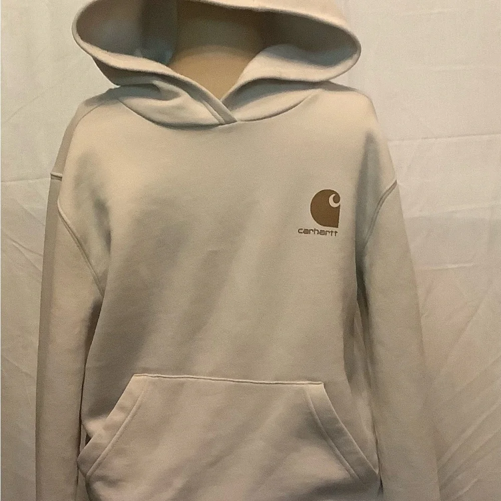 Carhartt Cream and Brown Boy’s Hoodie Work-wear warm active farm wear like new - Picture 5 of 9